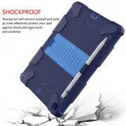 Silicone+PC Case 3-Layer Anti-fall Protective Cover Tablet Stand For iPad 7 10.2 inch(2019)-10navy blue