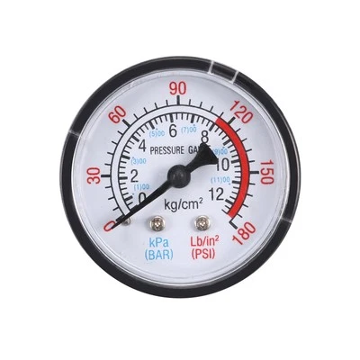 0-180 Psi/0-12 Bar Dual Scale 1.8" Dial 1/4 NPT Male Center Back Mount
