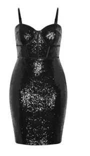 City Chic Small Sequin Dress Black Plus Size 16
