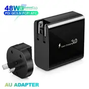 Super Speed Charging PD USB + Type C Wall Adapter Plug for Apple Samsung Nokia Google Oppo Huawei Motorola LG Optus ZTE (Black)