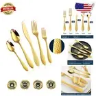 40-Piece Gold Hammered Silverware Set for 8 - Elegant Stainless Steel Utensils
