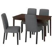 NÄSINGE / BERGMUND table and 4 chairs, dark brown stained beech veener/Gunnared medium grey black, 130x80 cm