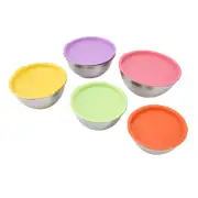 5pcs Mixing Bowls W/Lids For Kitchen Stainless Steel Colorful Nesting Mixing