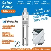 120W Solar Helical Rotor Bore Pump 3-inch 56m Head 24V BLDC Motor 30m Cable