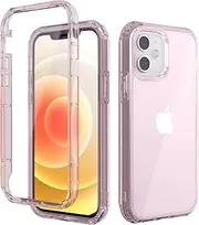 New for iPhone 12 Mini Case, Full-Body Rugged Protective Case with Built-in Screen Protector, 10 FT Military Grade Drop Protection Heavy Duty Shockproof Phone Case for 12 Mini 5.4", Clear Pink