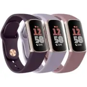 3 Pack Sport Bands Compatible with Fitbit Dark Cherry+Taro Purple+Smoke Violet