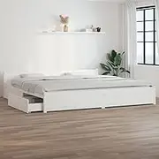 Bed Furniture Bed Frame Without Mattress with Drawers White 183x203 cm King