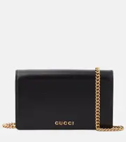 [Gucci] Gucci Gucci Script leather wallet on chain One Size black