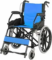 Wheelchair Lightweight Wheelchairs for Seniors Foldable Manual Wheelchair W/Non-Slip Handrail & Handbrake Carbon Steel Folding Transport Wheelchair for Disabled Driving Trolley