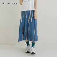 在飛比找momo購物網優惠-【a la sha】彩條組織針織長裙