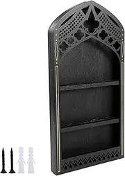 [FwQoFvk] Crystals Display Stand Old Church Window Crystal Display Wall Shelf Wooden Crystal Display Case Gothic Window Wood Gem Rock Storage Holder Practical Trinkets Organizer for Home Living Room