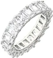 [Maya J] Eternity Ring - Emerald-Cut, with Artisan Fashioned Gemstones