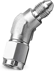 QAGGUM 4AN Male to 4AN Female 45 Degree Swivel Brake Fitting Adapter Coupler, Flare Stainless Steel Bulkhead Brake Swivel Hose Connector, for Vehicle Fuel Oil Line Modification