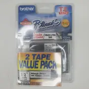 Brother TZ-1312PK P-Touch 1/2" 12mm Black on Clear Tape Laminated for Labelmaker