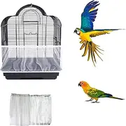 LYSAIMG Bird Cage Cover and Seed Catcher - Nylon Mesh Protective Net, Stretchy Shell Skirt Style, Reusable, Washable, Ventilated and Dustproof (White L)