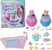 Hatchimals Alive, Make a Splash Playset with 15 Accessories, Bathtub, 2 Colour-Change Mini Figures in Self-Hatching Eggs, Kids’ Toys for Girls and Boys