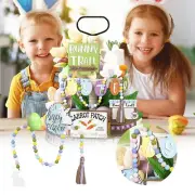 Easter Wood Bead Garland With Tassels Farmhouse Colorful Hanging Ornament