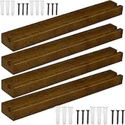 4 Set Wood Vinyl Record Shelf Wall Mount - Record Display Holder - Record Wall Mount Shelf | for LP Storage, Easy Install Floating Shelves