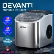 Devanti 12kg Ice Maker Machine w/Self Cleaning Portable Ice Cube Tray 2L Silver