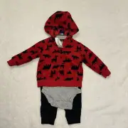 Carter's 3 Pc Fleece Jacket Top & Pants Set Animals Moose Bear Etc SZ 12 M NWT