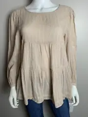 American Eagle Top Long Sleeve Tiered Boho Babydoll Open Back Blouse NWT