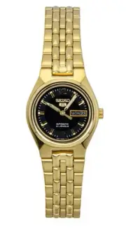 Seiko 5 Gold Tone Stainless Steel Black Dial SYMK38K1 Women's Ladies Watch