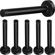 Door Stops, 6 Inch Long Door Stopper, Wall Mount, Heavy Duty Solid Black Doorstop Brushed Stainless Steel With Soft Rubber Bumper Tips black 5 Inch*6