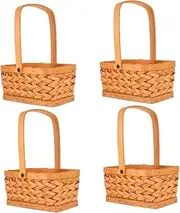 YARNOW Woven Storage Basket with Handle Picnic Basket Versatile Honey Colored Design for Home Organization and Decoration
