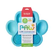 Pet Dreamhouse Paw 2 In 1 Slow Feeder Bowl Lick Pad Combo Blue