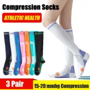 3 Pairs Men Women Compression Socks 20-30 Mmhg Medical Support Running Nurse