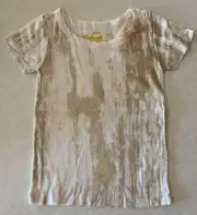CREWCUTS Girls Ivory Graphic T-shirt With A Tull Bow Size 4-5