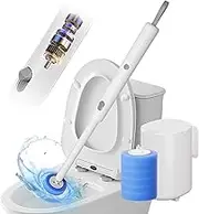 2025 New Rechargeable Electric Spin Scrubber, Disposable Toilet Brush with 6 Brush Head & Storage Box, Automatic Toilet Brush Cleaner, Wall-Mounted Cleaner Brush Starter Kit (Grey)