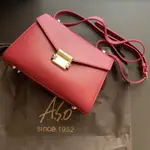 A.S.O 阿瘦 側背包 斜背包 壓扣 酒紅色側邊拼色立體手提包（全新）原價5596！5折售出！！