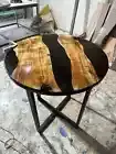 Round Black Solid Epoxy Resin Table Top, Custom Made Epoxy Resin Table Home Deco