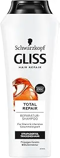 Gliss Shampoo Total Repair (250 ml), Hair Shampoo Smooths the Hair Surface and Provides Effective Repair, Nourishing Shampoo Ensures Up to 85% Less Hair Breakage