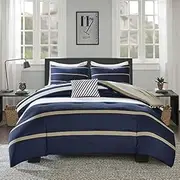 Comfort Spaces Casual Comforter Set Sporty Design, Vibrant Color, Active Lifestyle Boys Bedroom Décor, All Season Soft Microfiber Bedding Set, Decorative Pillow, Sham Blue/White Queen 4 Piece