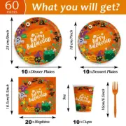 10pcs Halloween Theme Disposable Tableware Witch Potion Ghost Pumpkin Paper Plat