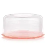TUPPERWARE ROUND CAKE TAKER STORE CARRY SERVE DIVIDED TRAY BLUSH PINK NEW
