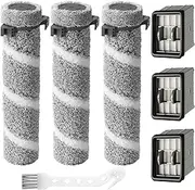 3930F 3933 3930 Brush Roll Filter Replacement Kit for Bissell CrossWave OmniForce Edge Cordless Multi-Surface Hard Floor Cleaner Wet Dry Vacuum, 3 HEPA Filters, 3 ZeroGap Brush Roll, 1 Cleaning Brush
