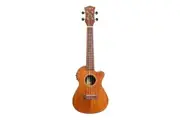 Tiki '9 Series' Koa Solid Top Electric Cutaway Concert Ukulele with Hard Case (Natural Satin)