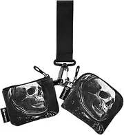 [XYMZR] Mini Zip Around Wristlet keychain Wallet Cool Skeleton Astronaut for Women Personalized Pattern Detachable Dual Pouch Wristlet Portable Wallet Phone Coin Purse, Multi-colored, One Size