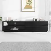 ALFORDSON TV Cabinet Stand 180cm x 40cm x 44cm Black Color, Modern Furniture Entertainment TV Unit with Drawers and Shelves for Living Room, Multimedia Centre for Consoles Boxes