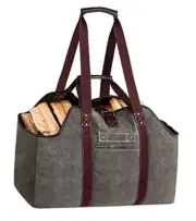 Firewood Carrier Bag Large - Durable Waxed Canvas Log Carrier Bag, Dark Green