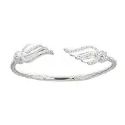 Solid .925 Sterling Silver West Indian Bangle w. Wing Ends (ONE) Made in USA