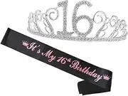 [AUTSUPPL] Crown Hair Comb Birthday Party Sash Silver Black Rhinestone Sash Decor Headress Tiara Accessory