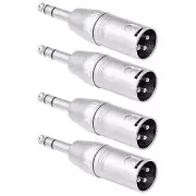 1/4 to XLR Adapter for MicrophoneMixer 4 Pack Silver 1/4 inches TRS Male to X...