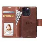 iPhone 15 Plus Magnetic Flip Wallet Case Cover with Drop-Resistant PU Leather, Multiple Card Holder Slots & Secure Front Screen Cover - Navy