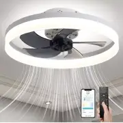 20" Modern Ceiling Fan, Dimmable Light , Low Profile, Multi Speed Remote Control