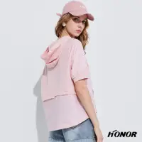 在飛比找momo購物網優惠-【HONOR 山形屋】拼接造型連帽上衣-粉/綠(MOMO獨家