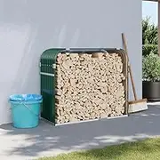 Log Holder for Fireplace and Outdoor Use, Green 120x45x100 cm, Heavy-Duty Galvanised Steel, Ample Storage for Firewood, Sturdy Firewood Rack with Hooks, Protective Weather Finish